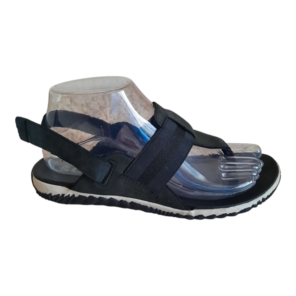 Sorel Out N About Plus Sandal Black Leather Thong Sandal NL3259-010 Size 7